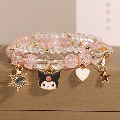 Corea del Sur fresco lindo conejo chica pulsera en línea celebridad niña flor caliente cristal pulsera chica novias pulsera