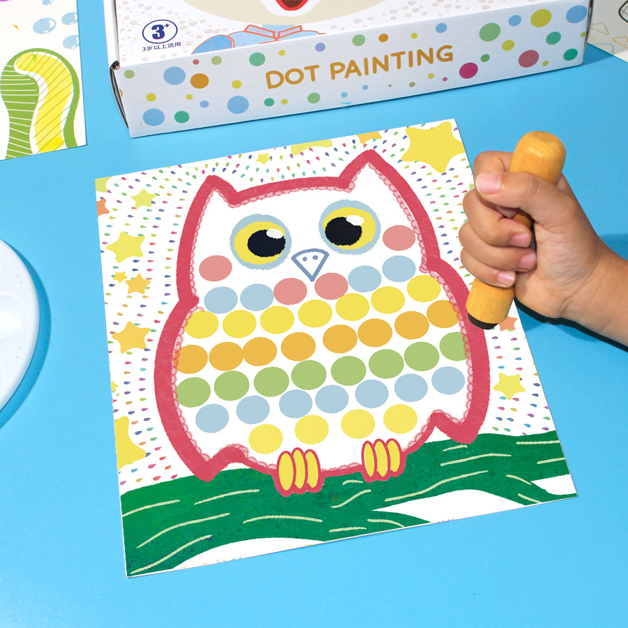 点点画画点点笔涂鸦画颜料画画册幼儿园手工绘画儿童创意手指套装