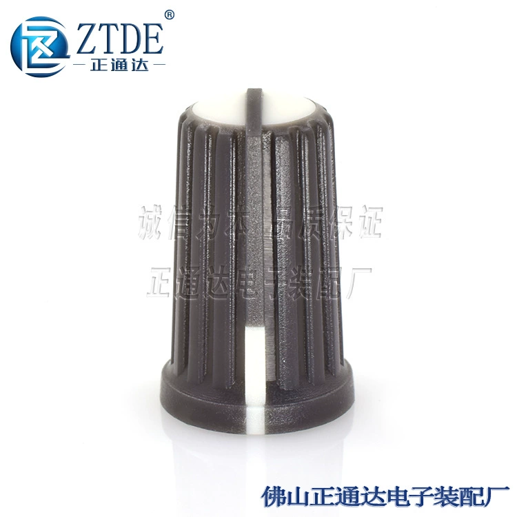 ZTDE-BA168 аудио пластиковая ручка ширина 11 высота 19 темно-серое тело белая верхняя полуосевая потенциометр ручка