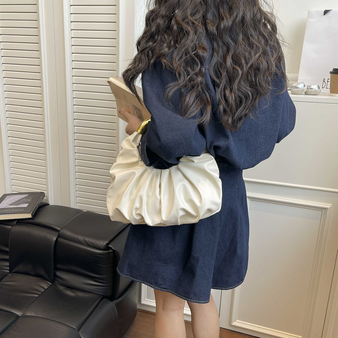 Bolso de mujer 2026 nueva moda bolso plegable nubes de gran capacidad de moda hardware bolso de mano bolso francés