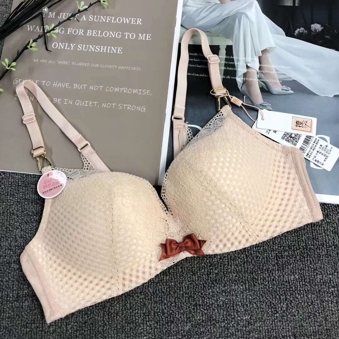 Sujetador de encaje de punto cintura ajustable adelgazamiento pecho ropa interior pequeño pecho push up ropa interior cómoda push up sujetador sin costuras image 4