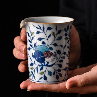 Vintage Blue and White Fair Cup Household Ceramic Chinese Style Tea Sea Fen Tea Set Antique Green Glaze Kung Fu Tea Set Uniform Cup Public Cup