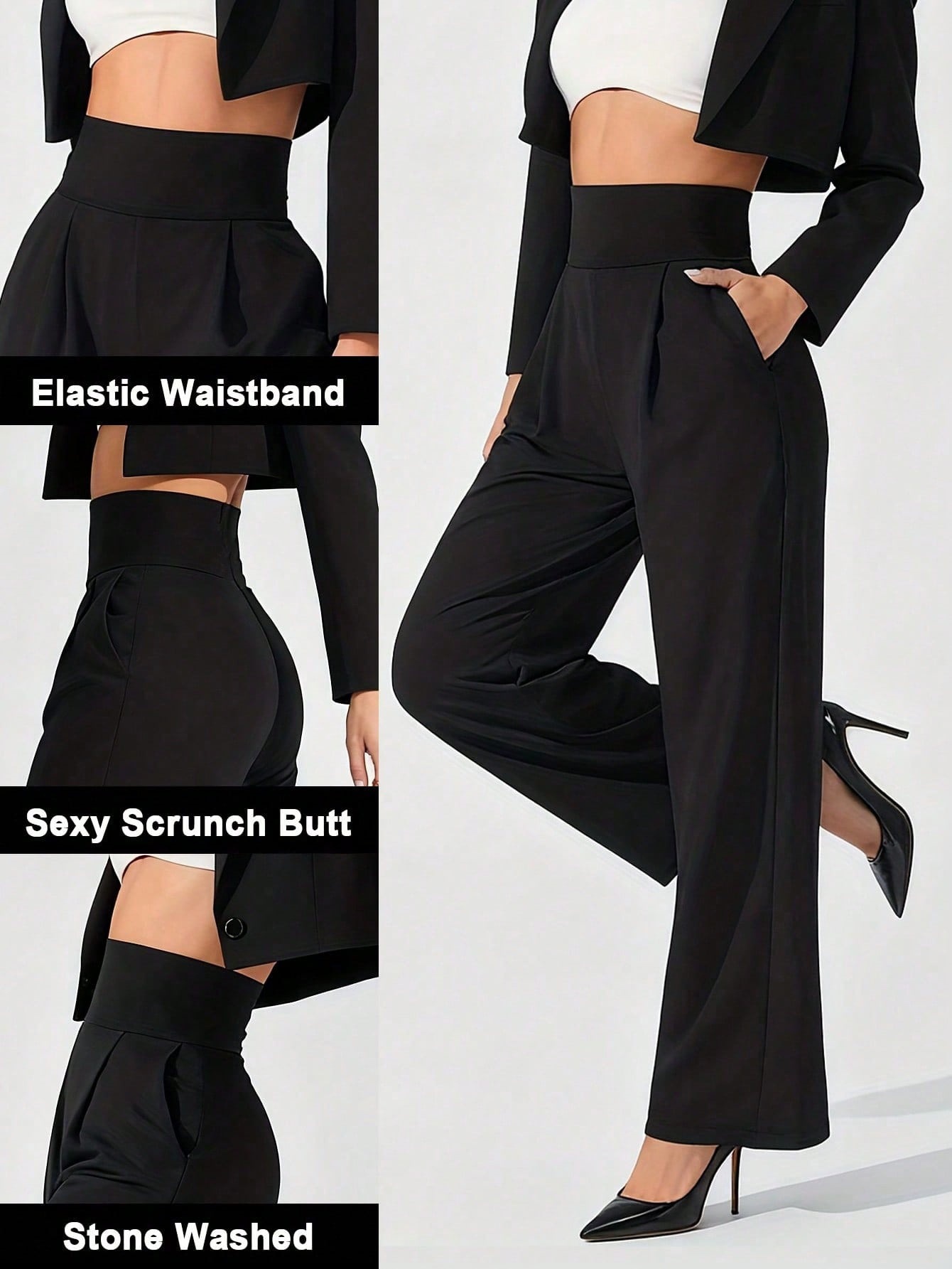 Europa y los Estados Unidos cruzan la frontera pantalones de traje de piernas anchas pantalones de yoga de cintura alta relajados pantalones de fitness casuales pantalones de moda deportes minimalistas pantalones femeninos image 3