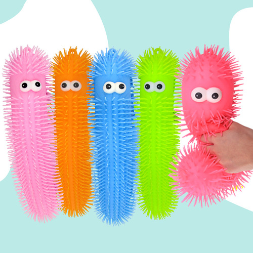 Manufacturer direct supply pressure relief caterpillar children's soft plush toy with bulging eyes, quirky caterpillar, glowing squeeze cute caterpillar toy