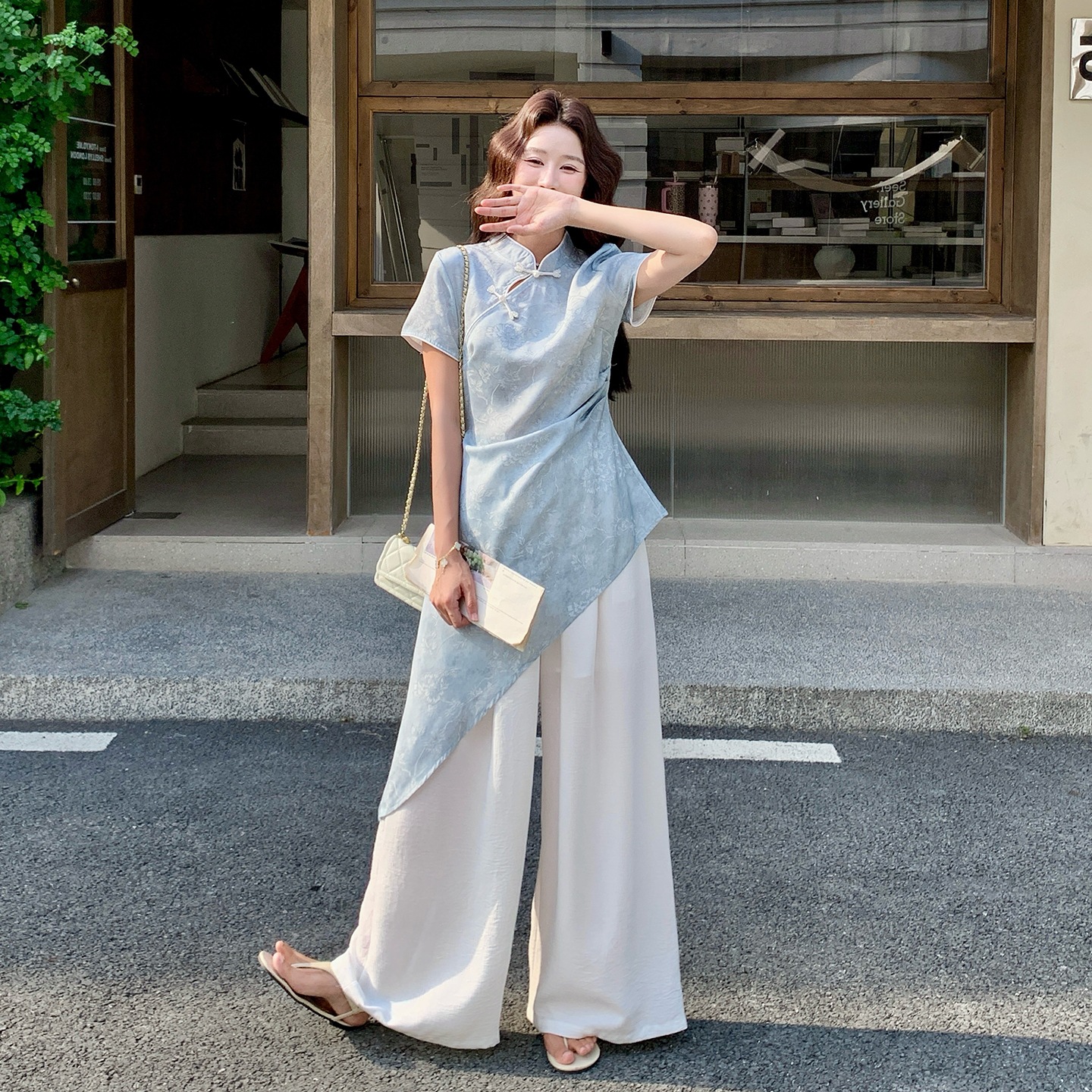 新中式风提花改良旗袍叠穿套装裙女夏季2026镂空蕾丝半身裙两件套