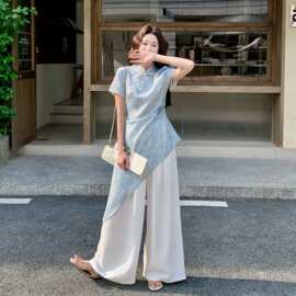 新中式风提花改良旗袍叠穿套装裙女夏季2026镂空蕾丝半身裙两件套
