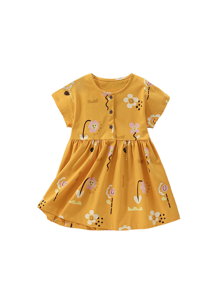 Transfronterizos para malwee vestidos de niñas verano nuevo estilo europeo y americano de niños de cuello redondo de manga corta vestido de princesa infantil