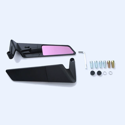 Motorcycle rearview mirror Fixed Wing Black Shell Suitable - fixed-wing-rearview-mirror-black-shell-large-purple-mirror
