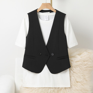 Spring Stylish Suit Vest Women's Coat Fashionable Spring and Autumn Short Vest Outer Design Pet