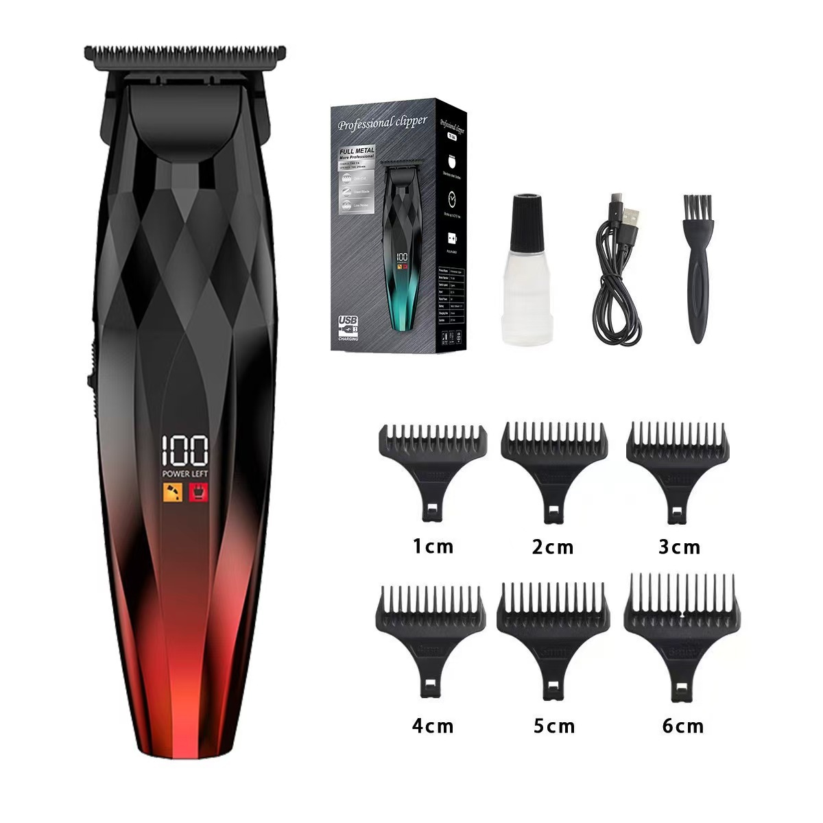 Set de Cortapelos Eléctrico Digital de Aleación de Titanio con Cabezal Lavable para Barbería y Hogar