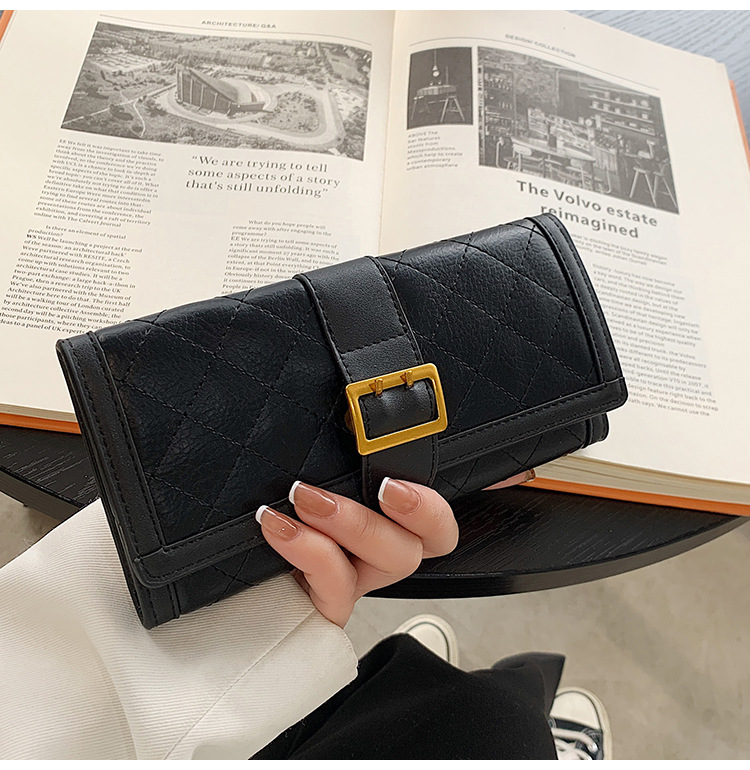 Women's Wallet Summer Thin 2021 Folding Design Long Wallet Rhombus Ins Style Three Fold Student Short Wallet display picture 6