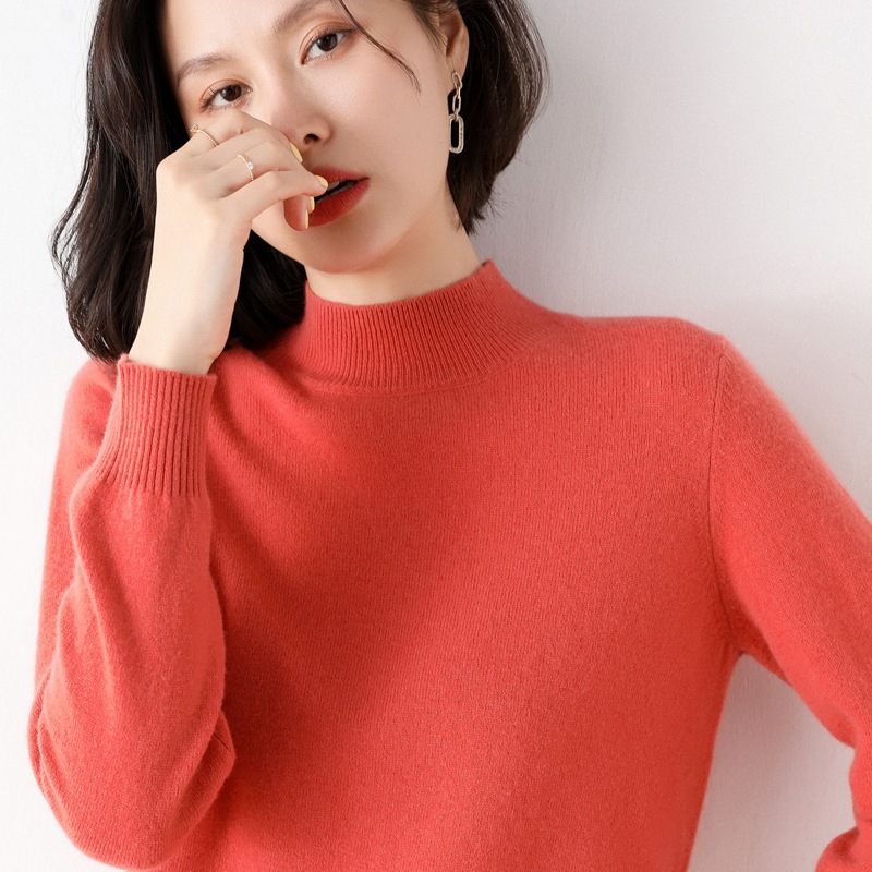 Woolen sweater, short knitted set, high collar, oversize