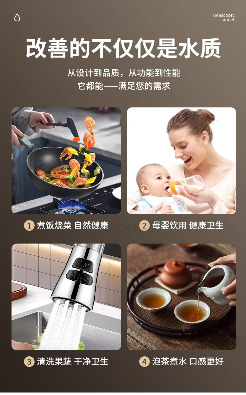 Kitchen faucet extender, universal rotatable, household filtration and water purification three-position scratch-off splash-proof head faucet connector undefined