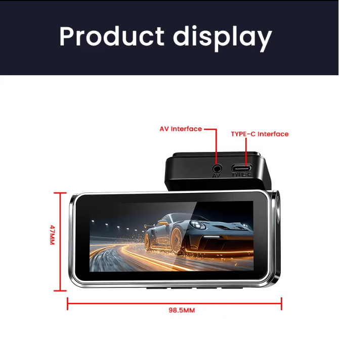 Cross-border 3.69inch New Model HD 4K+4G Dash Cam ADAS HD Night Vision BSD Front and Rear Recording