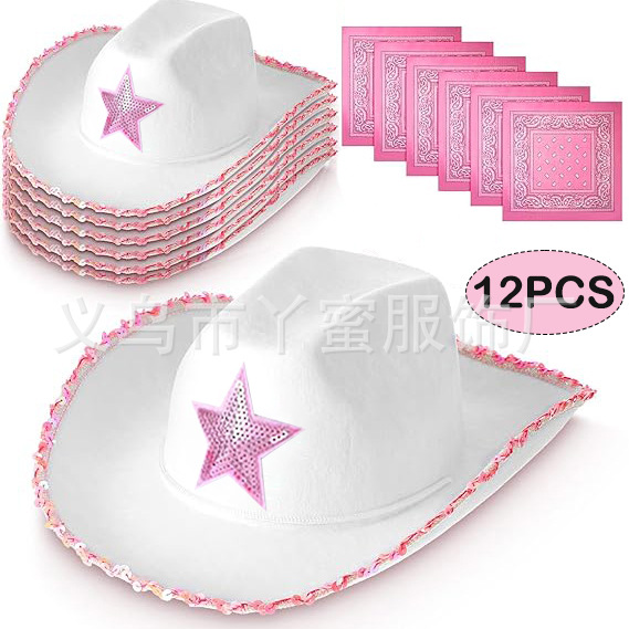 Juego de mezclilla rosa estrella de cinco puntas de 12 piezas