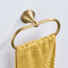 European Brass Antique Towel Ring Carved Base Large Size Bathroom Toilet Retro Wall Hanging Perforated Nail-Free Model