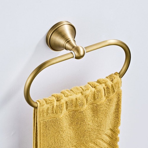 European Brass Antique Towel Ring Carved Base Large Size Bathroom Toilet Retro Wall Hanging Perforated Nail-Free Model