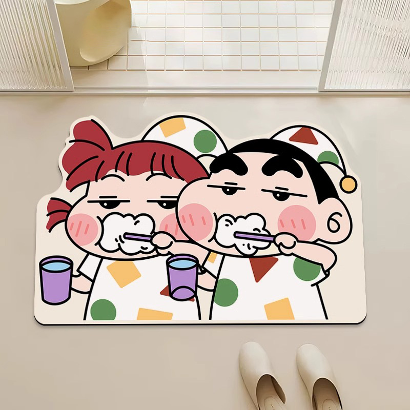 Cartoon Diatom Mud Mat Crayon Xiaoxin Absorbent Dirty Resistant Bathroom Mat Household Toilet Toilet Non-Slip Foot Mat