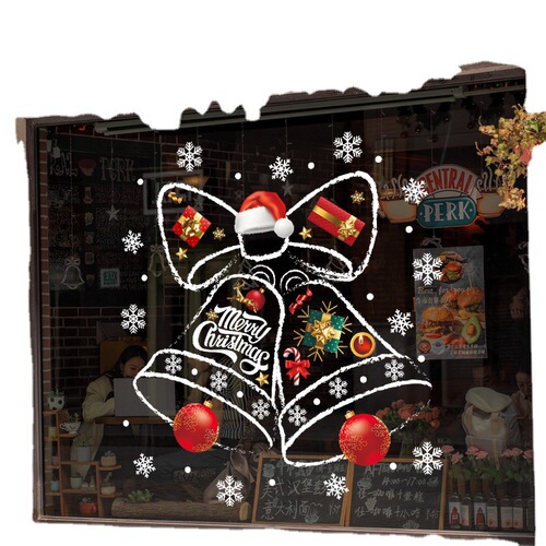 Christmas wreath decoration static sticker shopping mall event layout welcome to window display Santa Claus