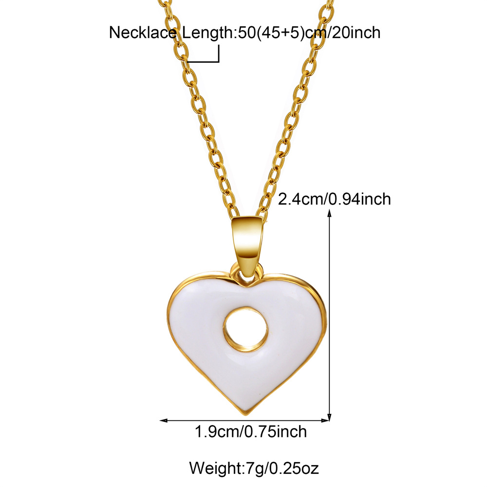 11g Weight 18K Gold Plated Plating Material 304 Stainless Steel Pendant Material Pendant Necklace Classification 304 Stainless Steel Chain Material 1 Piece Quantity Holiday, Daily Occasion 304 Stainless Steel Material Heart Shape Pattern Women's Gender Enamel, Hollow Out Design Casual, Simple Style Style Wholesale Jewelry Casual Simple Style Heart Shape 304 Stainless Steel 18K Gold Plated Enamel Hollow Out Pendant Necklace 4