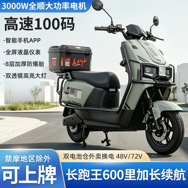 Cangqiong Electric Vehicle Long-Distance King for Delivery, Adult Electric Scooter with 3000W High Power, High-Speed Electric Motorcycle for Export