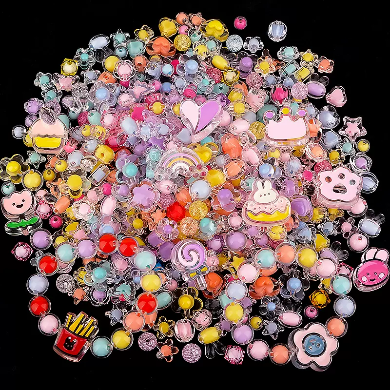 儿童串珠手链手工diy材料散珠首饰吊坠幼儿园女孩玩具礼盒装珠子