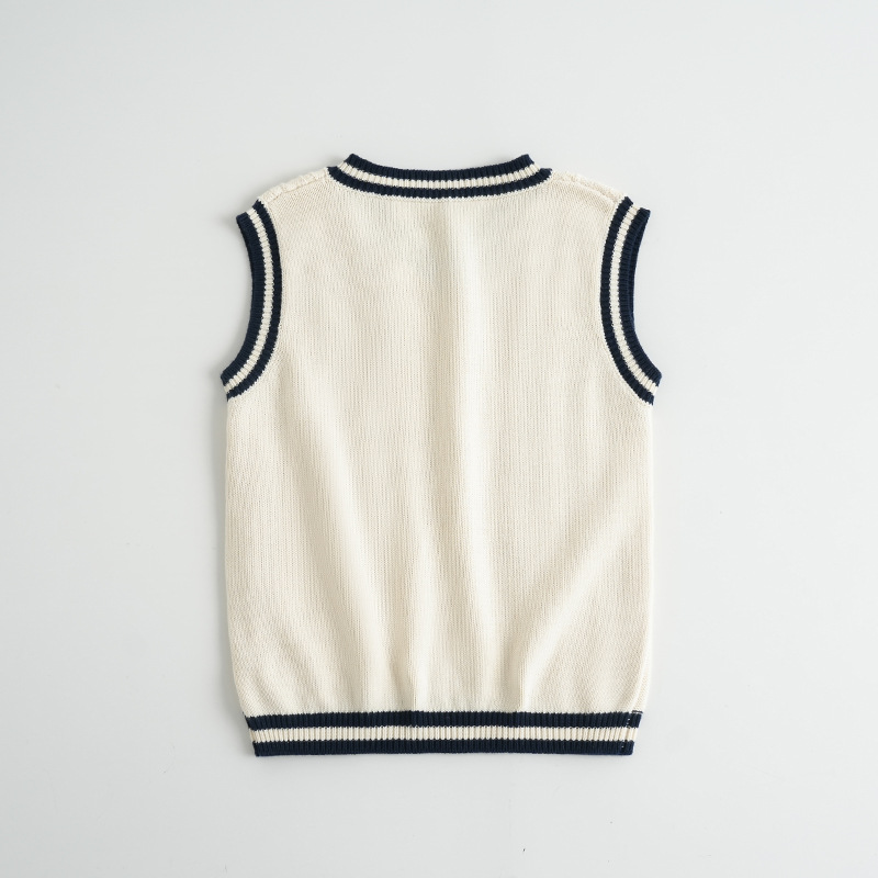 Children's Vest Boys' Sweater Student's School Uniform British Girls' Cotton Thread Baby's Knitted Vest Uniform