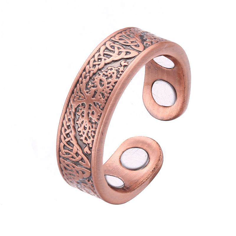 Cross-border hot magnetic therapy red copper adjustable ring energy men's bracelet french retro life tree magnet bracelet