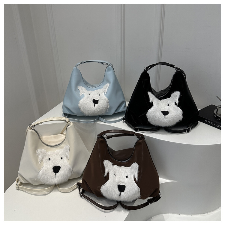 Cute little dog tote bag, women's bag, fashionable new school style backpack, large-capacity commuting single-shoulder bag undefined