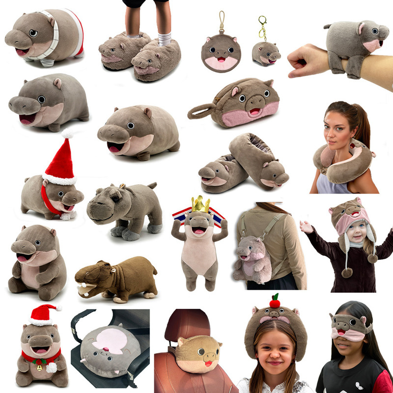 Cross-border new moo deng plush bounce pig dwarf hippo plush toy bounce pig pendant slippers
