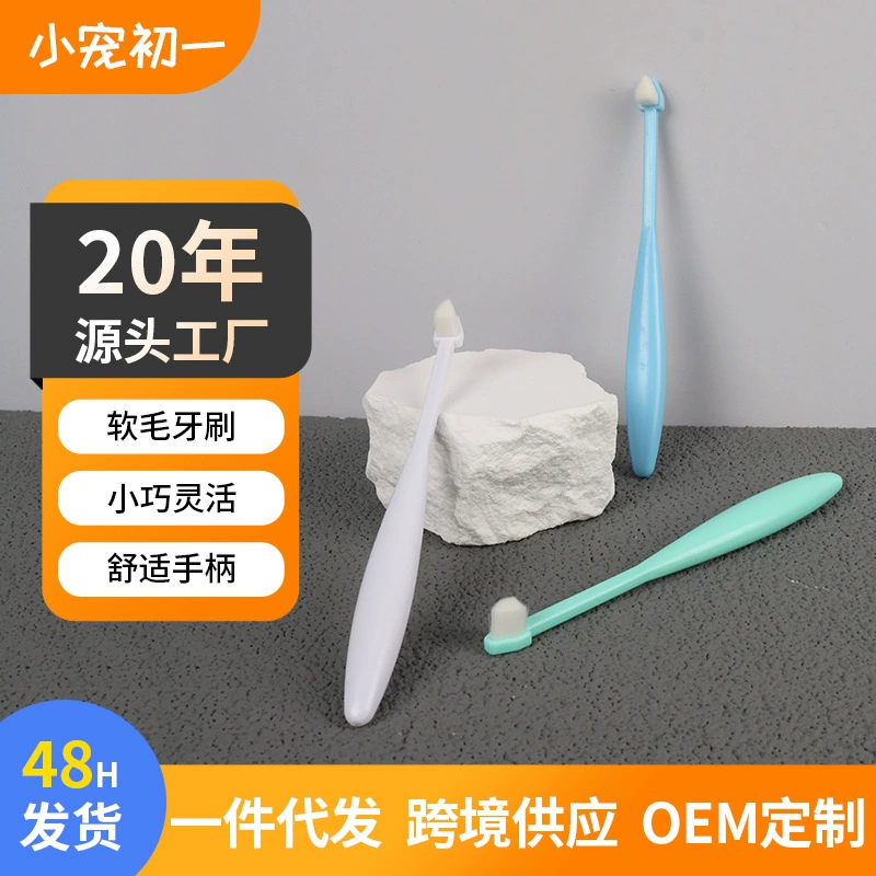 Зубная щетка для домашних животных, мягкая треугольная головка с тысячи волос, насадка для чистки полости рта домашних животных, товары для маленьких собак, кошек, оптовая продажа