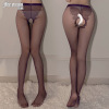 Fei Mu women's sexy underwear see -through socks sexy open pants black stockings uniforms seductive set 7304