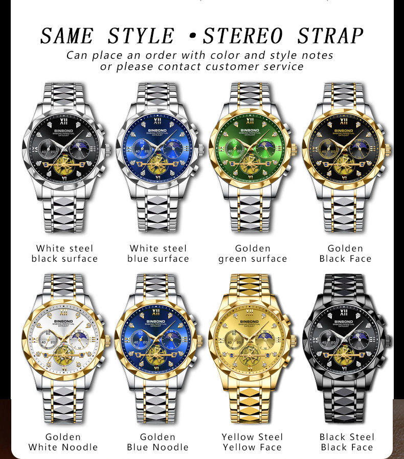 Men's Quartz Watch Multifunctional Tungsten Steel Chronograph_voghion.com