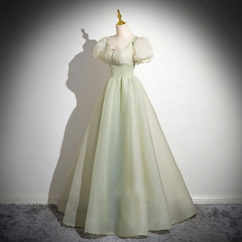 Green Evening Dress, Classy Elegant Host, French Accessible Luxury, Niche Art Exam Performance Clothing, Graduation Adult Ceremony, Summer