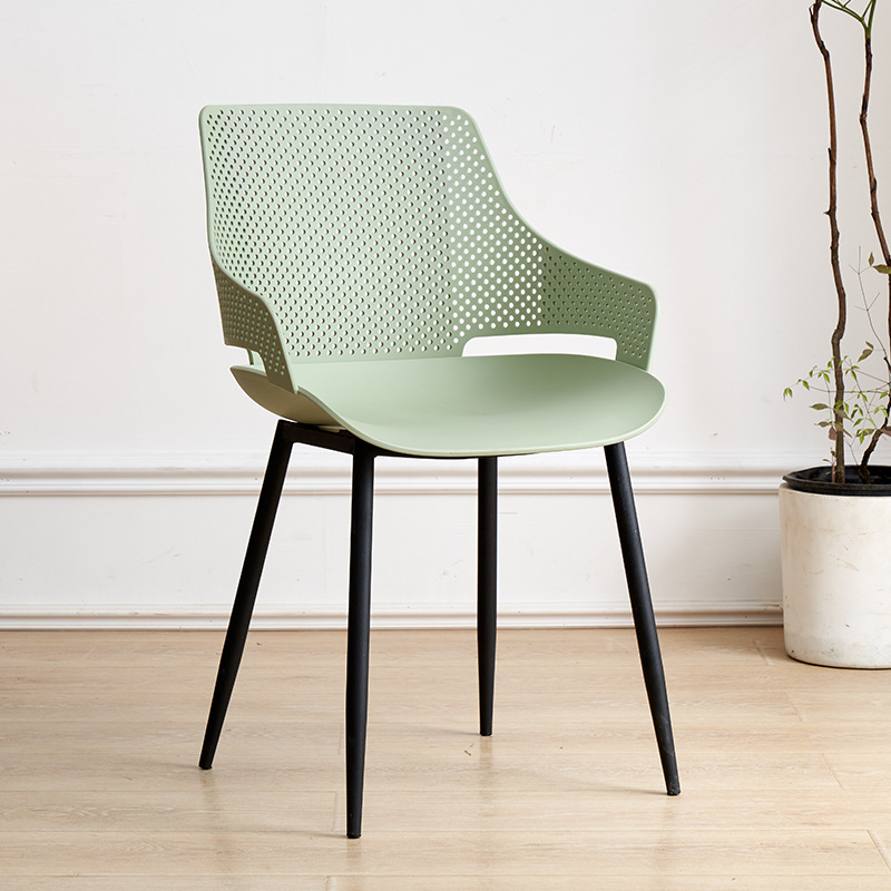 Fuente silla de plástico grueso hogar hierro forjado respaldo de plástico silla de comedor dormitorio tocador silla hueco negociación