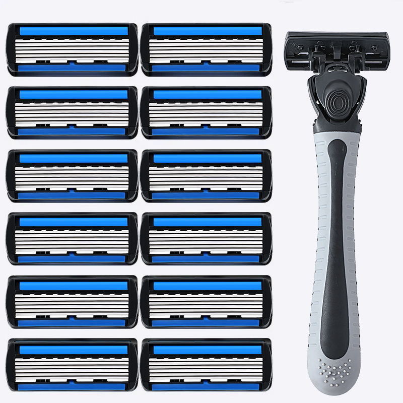 Cross-border source manual six-layer razor stainless steel shaver 6-layer blade heads men factory wholesale price