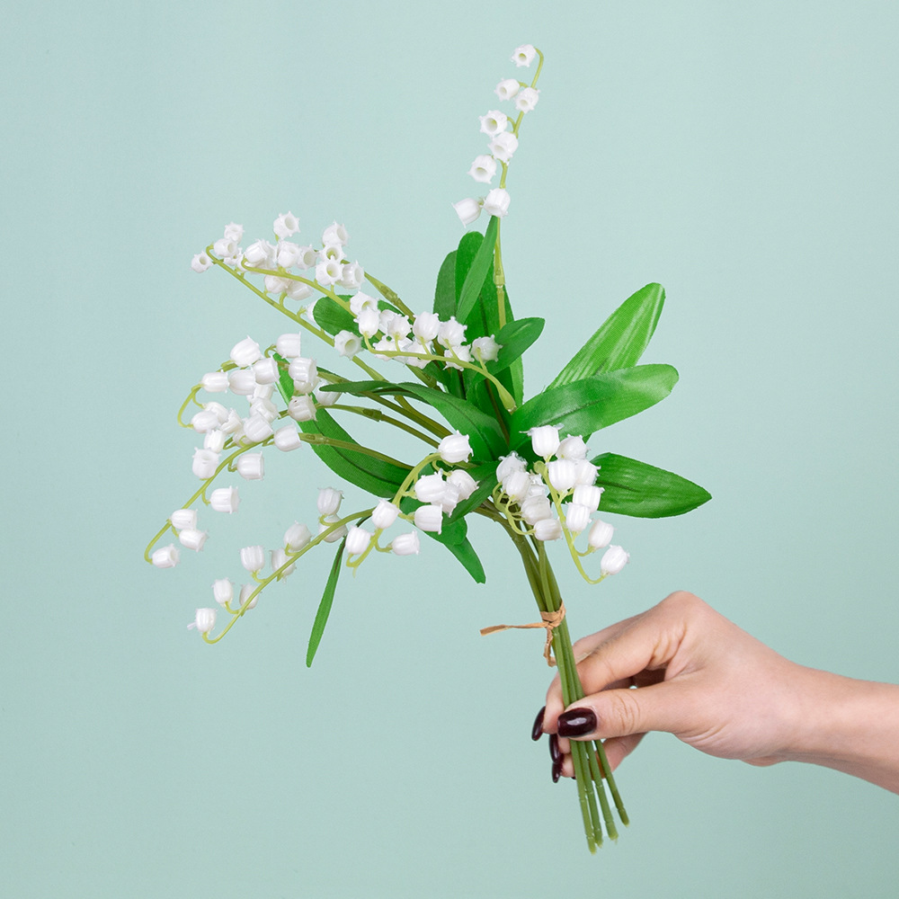 Flores simuladas de orquídeas de plástico falsas flores artificiales 6 horchillas de campana de hierba de viento para el hogar diseño de la pared de la boda