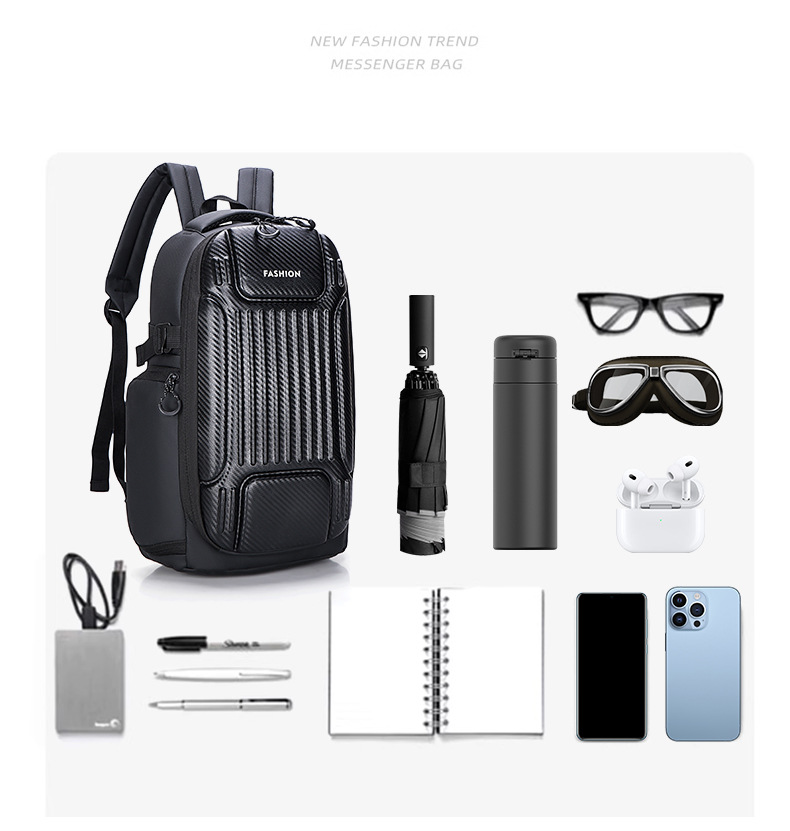 Wholesale hard-shell anti-collision computer bags, men's fashionable large-capacity backpacks, functional windproof and water-repellent travel backpacks Item Picture