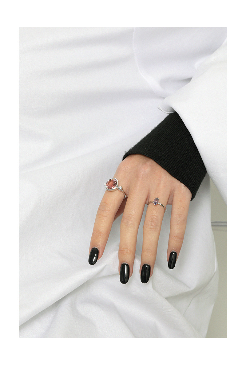 Fashion Round Sterling Silver Plating Artificial Gemstones Open Ring