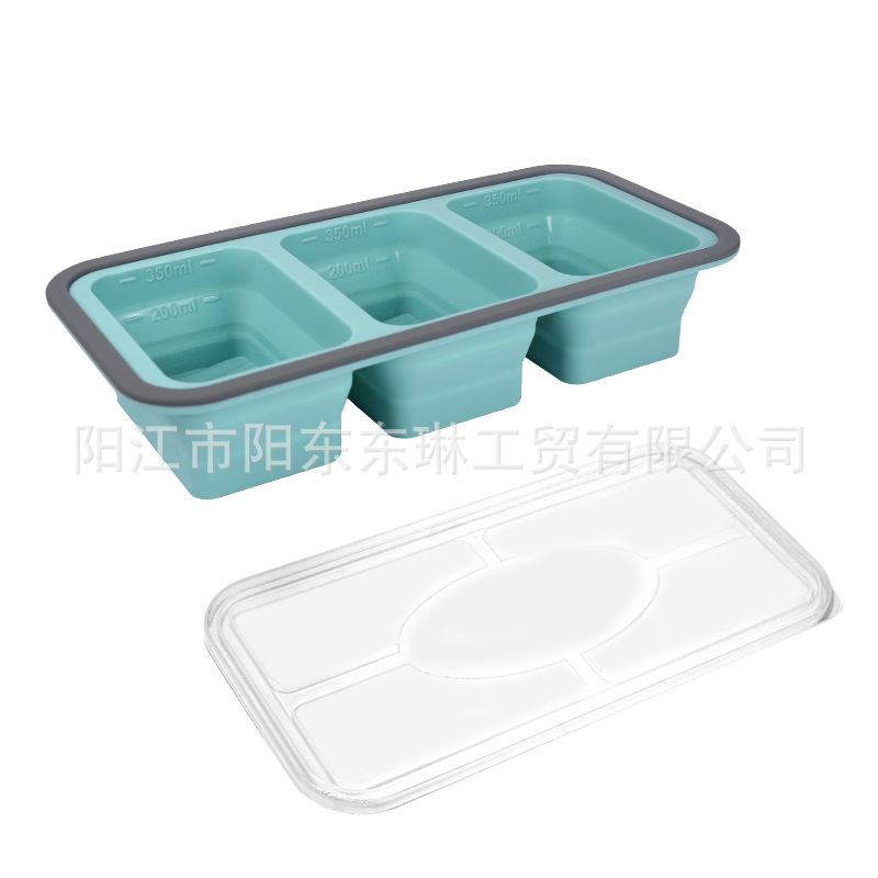 Transfronteriza venta caliente de silicona plegable caja de almuerzo caja de almuerzo caja de preservación de alimentos calentada por microondas caja de envasado