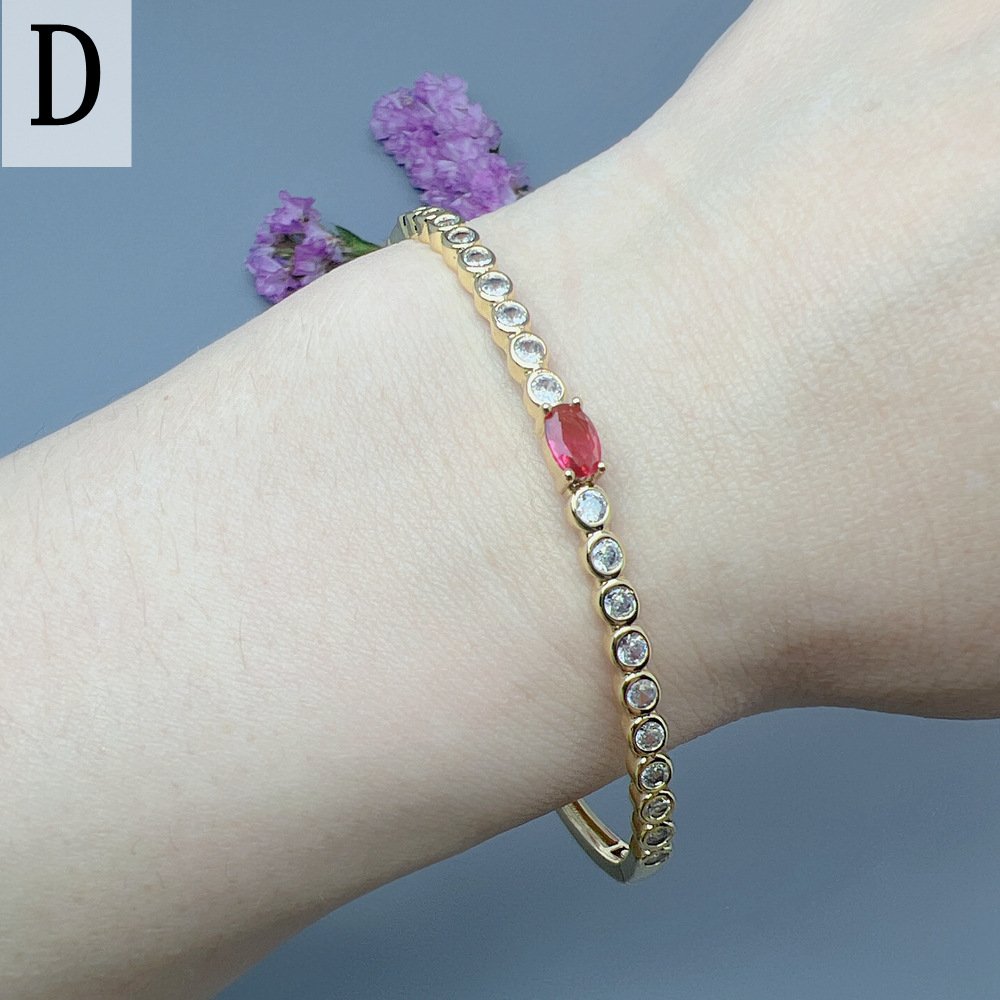 Water Droplets Pattern Women's Gender Simple Style Water Droplets Copper Inlay Zircon Bangle