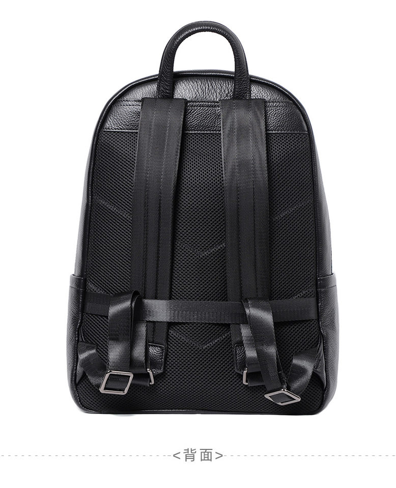Ba lô nam da bò thật cỡ lớn 30×13×41 cm, ba lô du lịch công tác chống trộm ngăn laptop 14 inch — Màu đen chi tiết 14