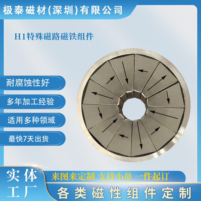 H1特殊磁路磁铁组件 各类强力磁铁磁环吸铁石多工艺按需制造