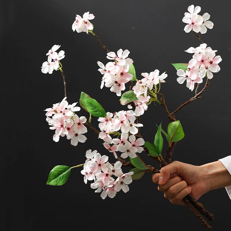 禅意风仿真小梨花假花拍摄道具摆件绢花客厅茶几桌面花艺装饰摆设
