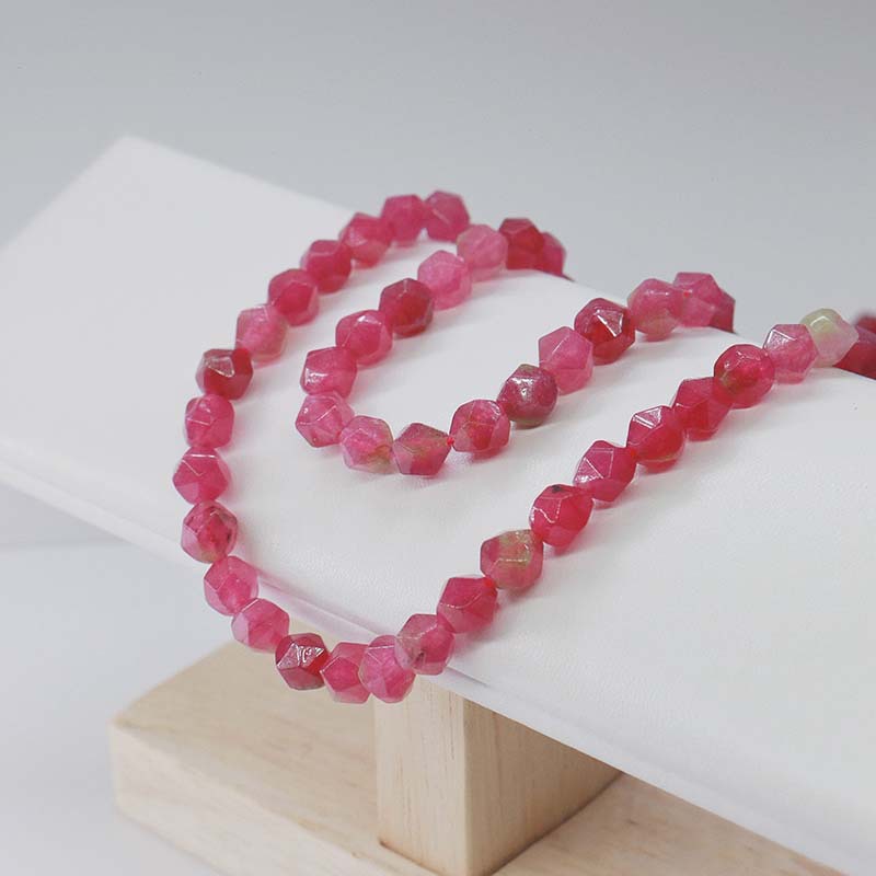 A String Diameter 8mm Natural Stone Chalcedony Irregular Geometric Faceted Jewelry Accessories Beads display picture 4