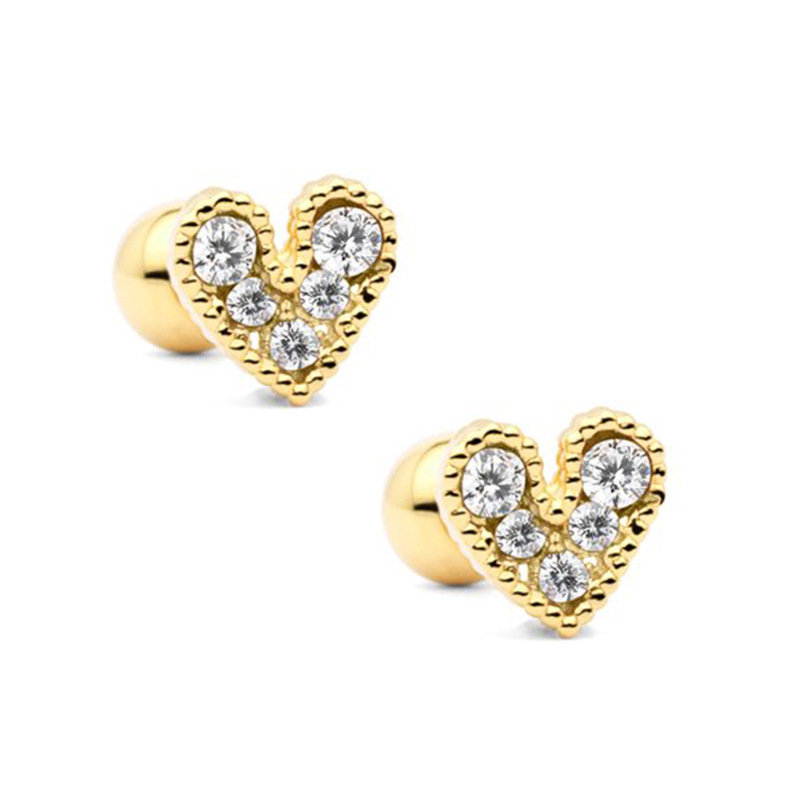 Boucles D&#39;oreilles Coeur Géométriques Minimalistes En Diamant Boucles D&#39;oreilles Coeur display picture 2