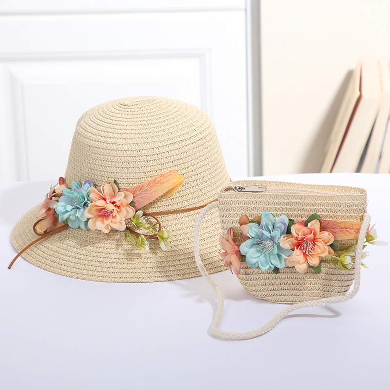 Solid Color, Bow Knot Pattern Summer Season Girl's Fashion Solid Color Bow Knot Straw Hat