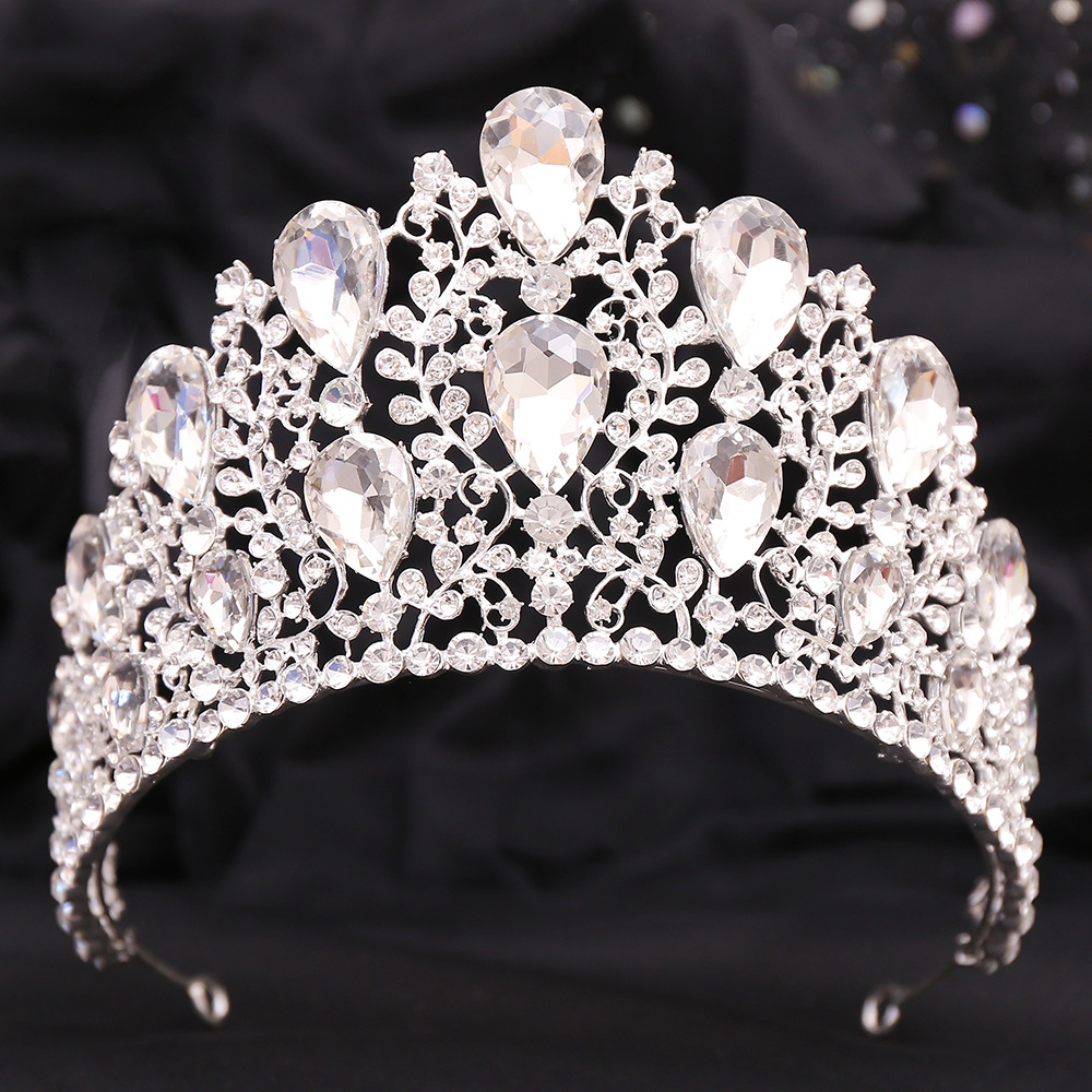 1 Piece Quantity Romantic Shiny Water Droplets Crown Alloy Rhinestone Crown