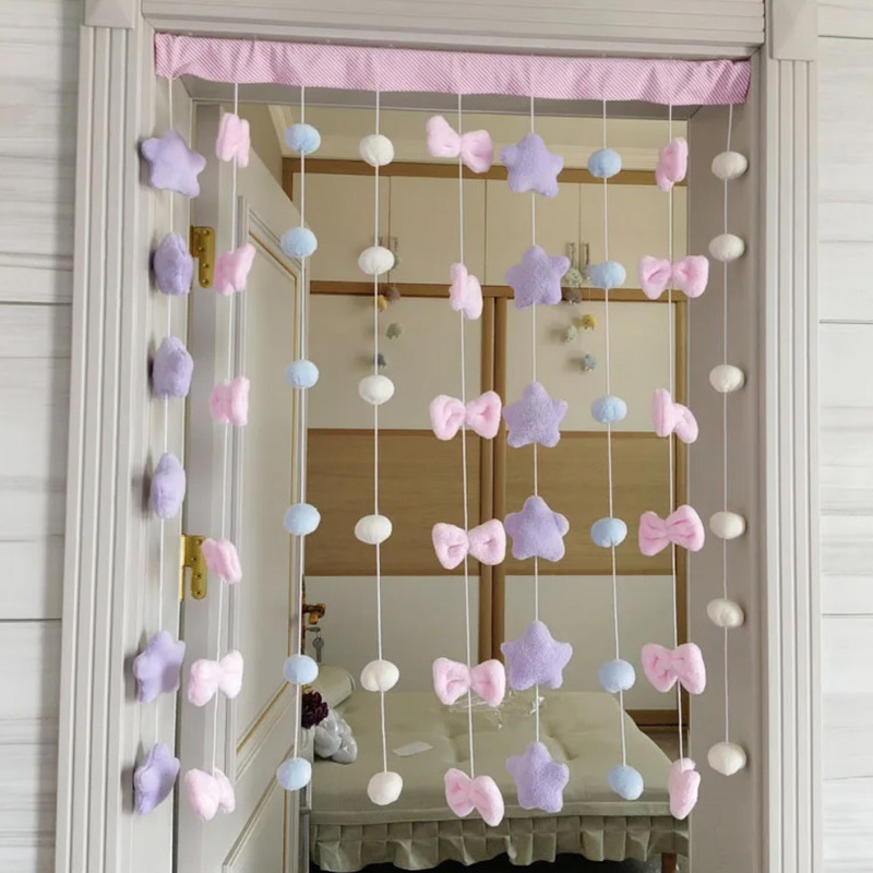 Home Decorative Partition Curtain for Bedroom, Half Curtain, Trendy New Style for Girls' Entrance Door, No Drilling Required