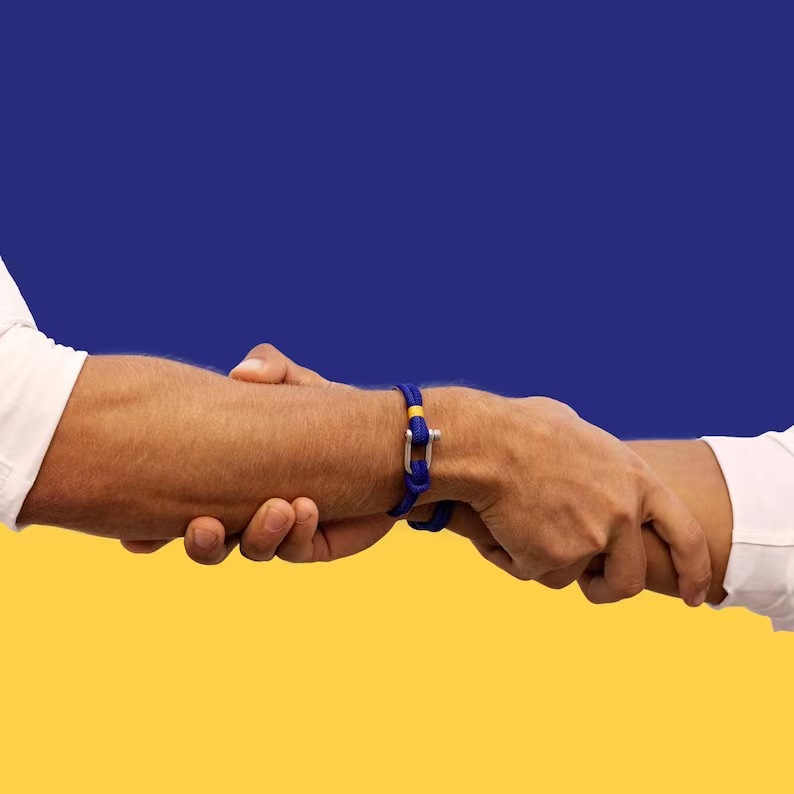 跨境亚马逊乌克兰国旗手链不锈钢航海家米兰绳手链